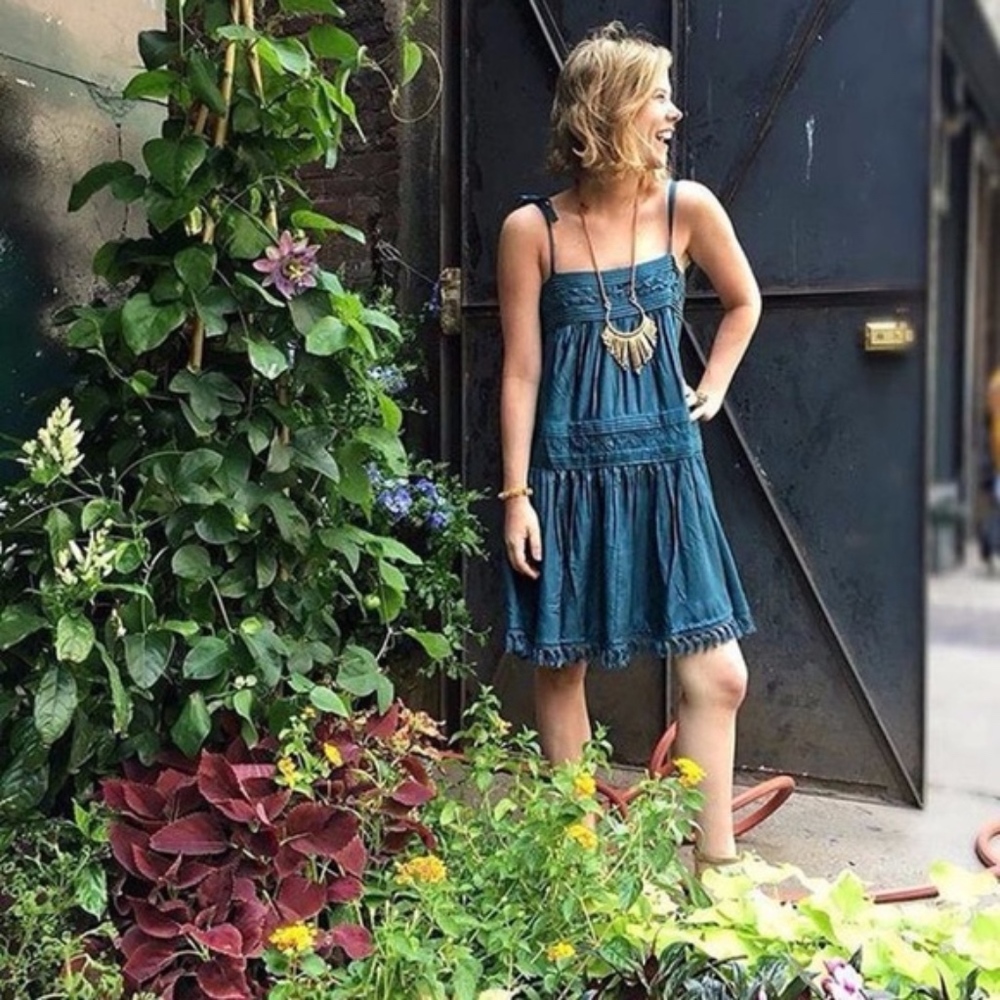 Anthropologie Floreat Senna Teal Dress - Picture 1 of 8